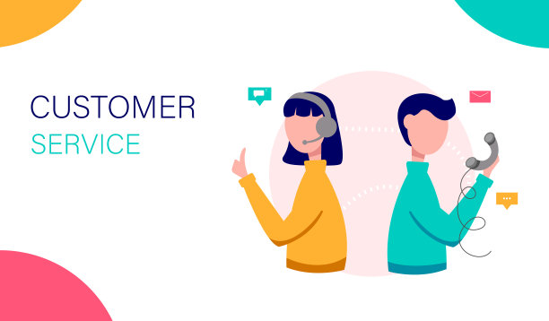 在线支持登陆页面模板。男女呼叫中心操作员。客户服务，在线和电话咨询。矢量平面风格的插图。图片下载