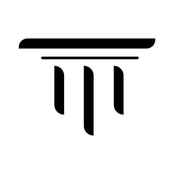 向量标志上有一个抽象形象的希腊柱在一个极简风格。图片下载