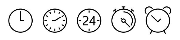 一组不同的时钟图标在线条风格图片下载