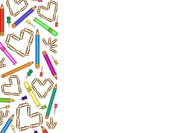 彩色铅笔、回形针和别针。模板。图片下载