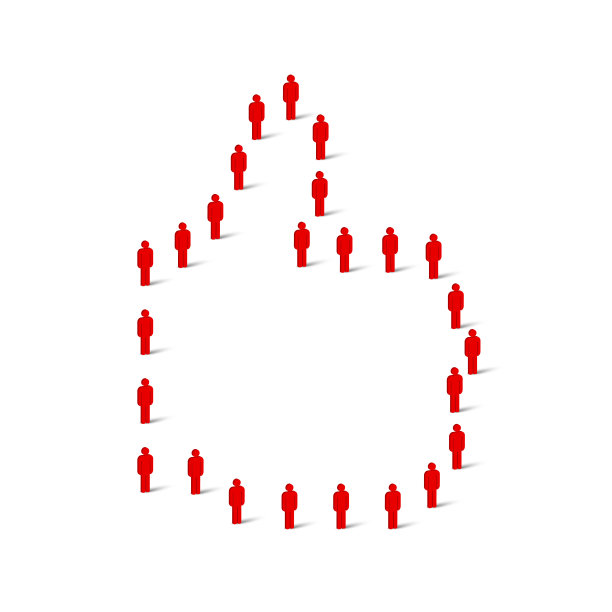 人群竖起大拇指。简笔画红色简单的图标。矢量图图片下载