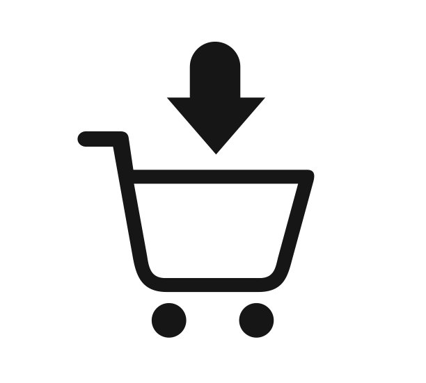 黑色购物车与黑色向下箭头标志图片下载