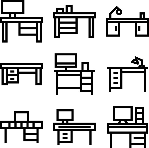 办公桌图标或标志孤立标志符号图片下载