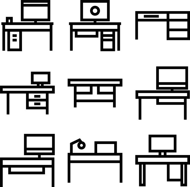 办公桌图标或标志孤立标志符号图片下载
