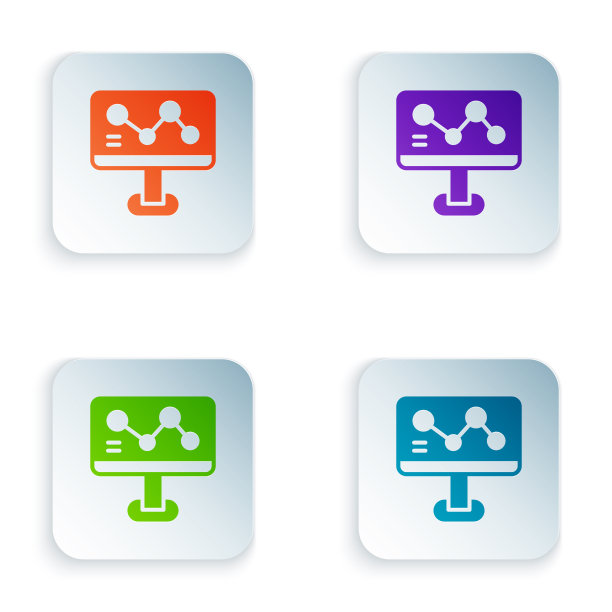 彩色化学公式在显示器图标隔离上图片下载