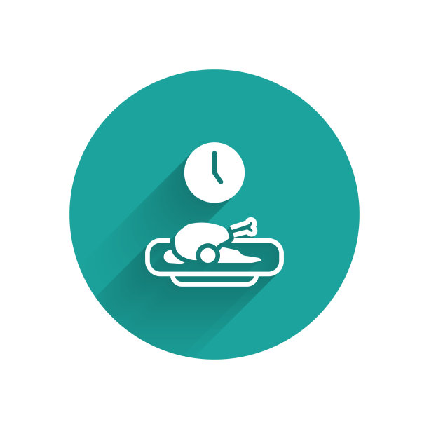 白色食物时间图标孤立与长影子图片下载