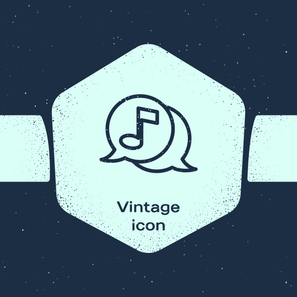 Grunge线音乐音符在语音气泡图标图片下载