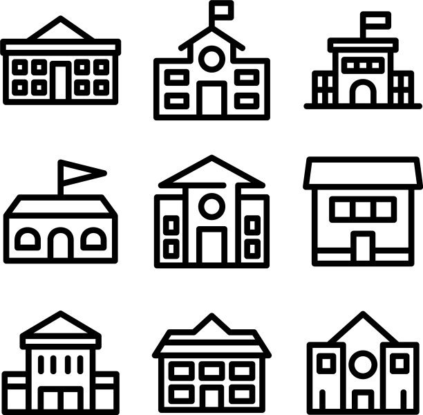 学校建筑标志或标志孤立标志符号图片下载