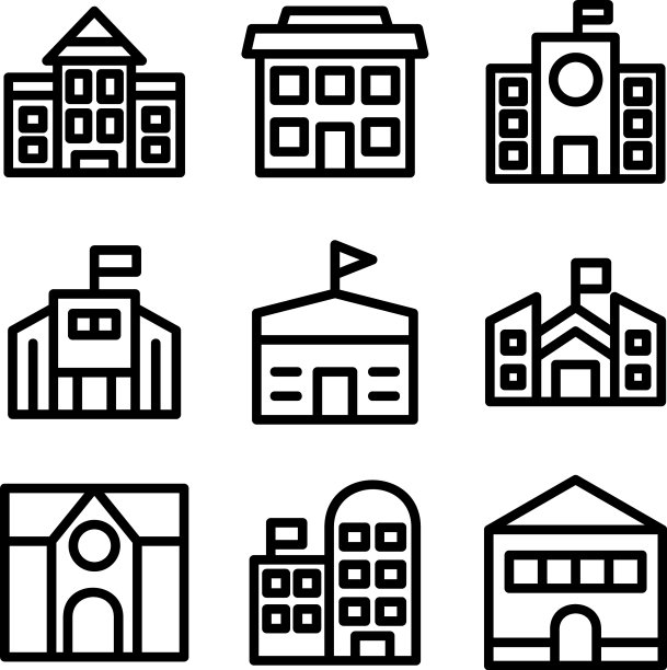 学校建筑标志或标志孤立标志符号图片下载