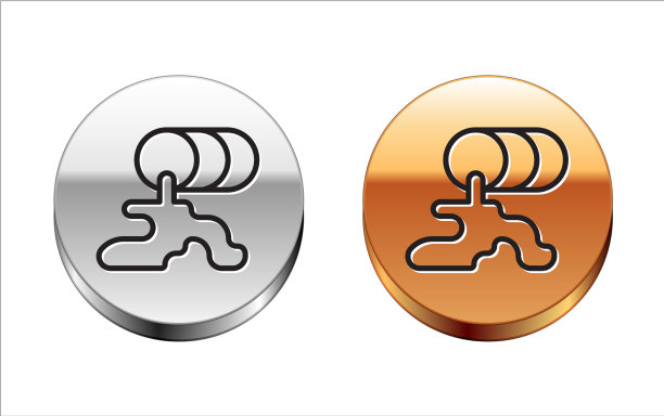 黑色线桶漏油图标隔离在白色图片下载