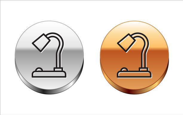 黑线台灯图标孤立在白色上图片下载