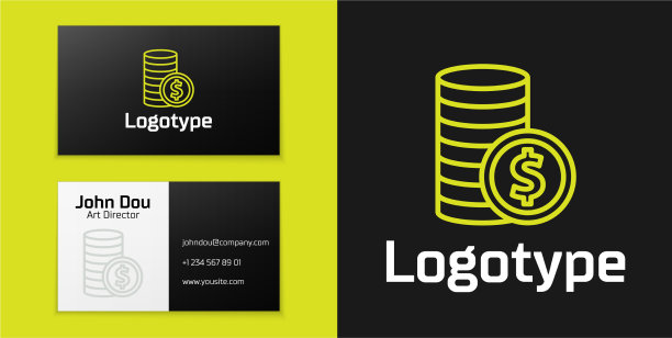 字型线硬币钱币与美元符号图标图片下载