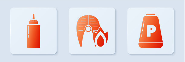 烤鱼排和火酱图片下载