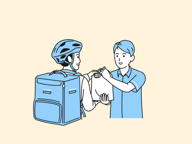 便利店工作人员和送货人员插图图片下载