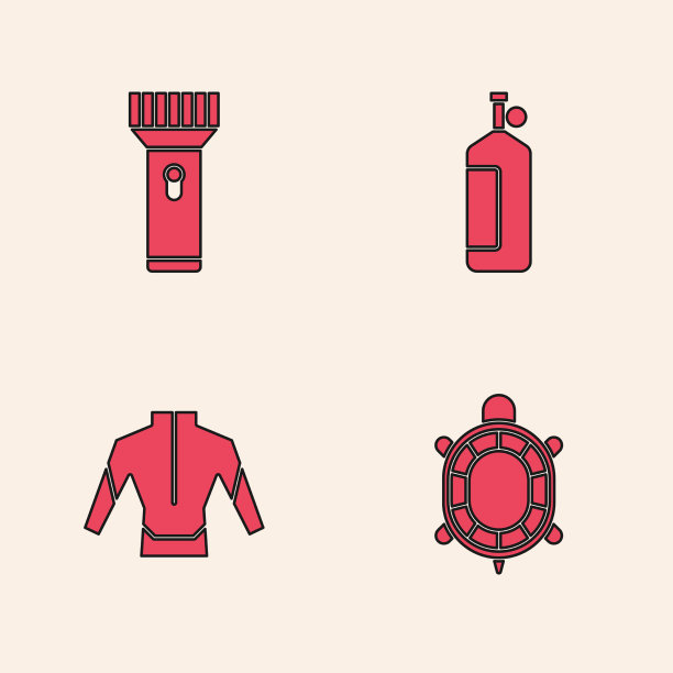 设置海龟手电筒水和潜水服图标图片下载