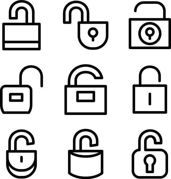 解锁图标或标志孤立的标志符号图片下载
