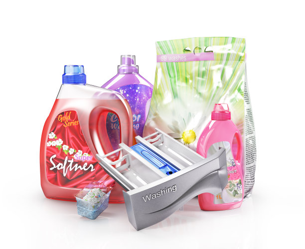 一套洗洁精，配量杯及包装。三维演示图片下载