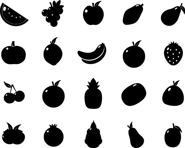 剪影不同的水果stock图片下载