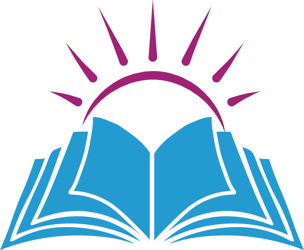 明亮的太阳在一个开放的书标志设计图片下载