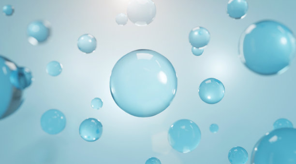 蓝色背景下分离的3D胶原蛋白、皮肤血清和维生素插图。图片下载