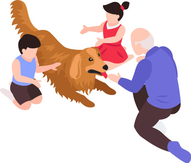 家庭儿童狗组成图片下载