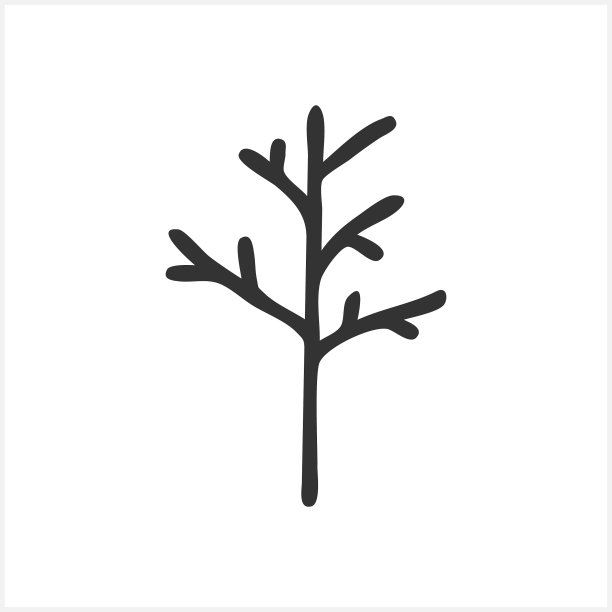 白色背景上的涂鸦树图标图片下载