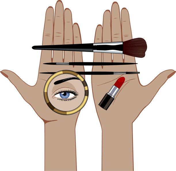 直线彩绘女性的手与化妆图片下载