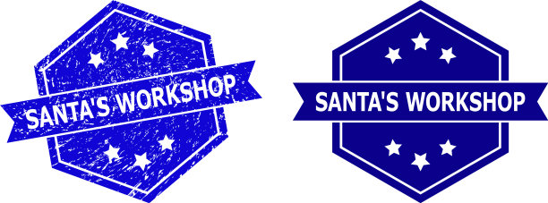 六角圣诞老人车间水印与grunged图片下载