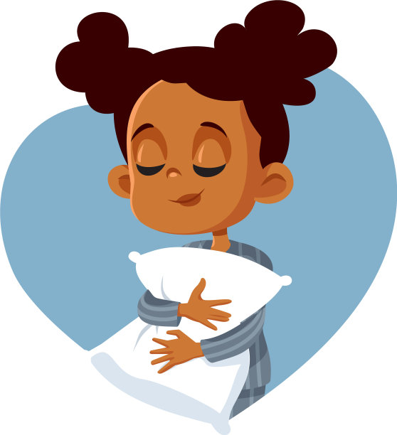 可爱的非洲女孩抱着枕头准备睡觉图片下载