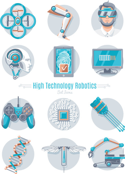 高科技机器人图标集图片下载