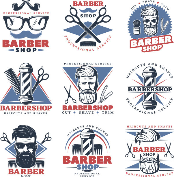 理发店会徽设计套装图片下载
