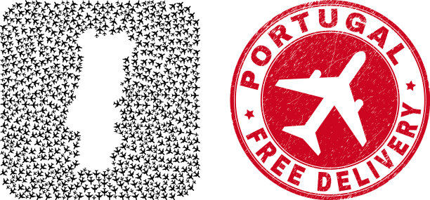 免费递送刻有印章和葡萄牙地图航空图片下载