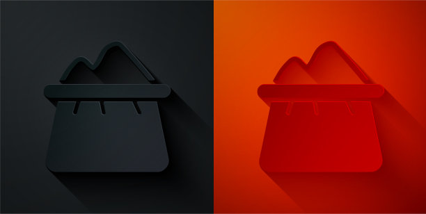 剪纸袋面粉图标孤立在黑色和图片下载