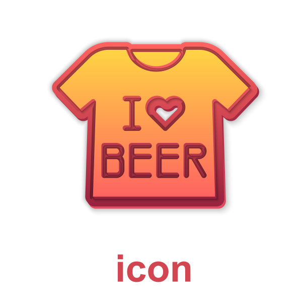 金色啤酒t恤图标孤立在白色图片下载