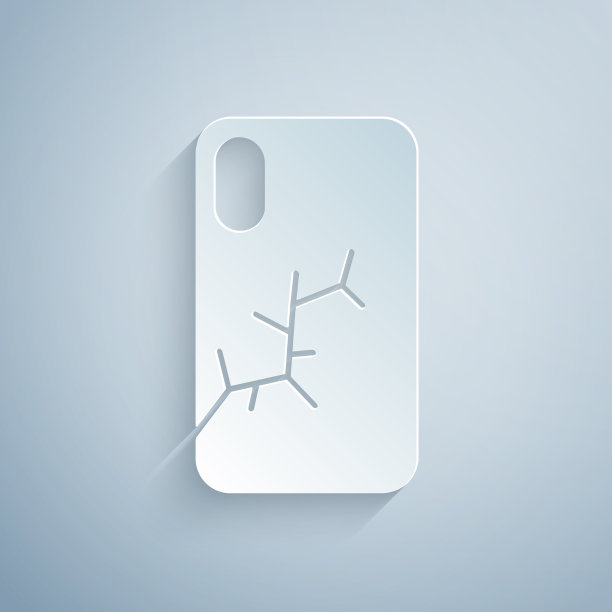 被纸割伤的智能手机和破碎的屏幕图标图片下载