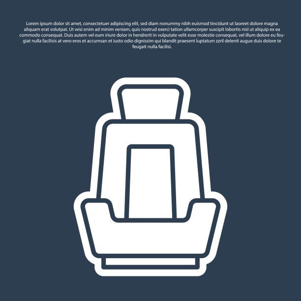 蓝色线汽车座椅图标孤立在蓝色图片下载