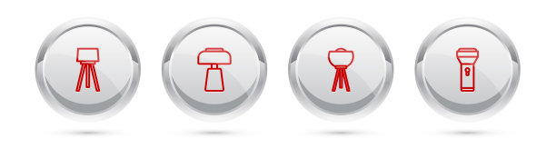 设置线落地灯、桌子和手电筒银图片下载