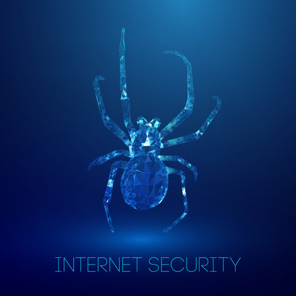 病毒蜘蛛在低聚风格在蓝色背景图片下载