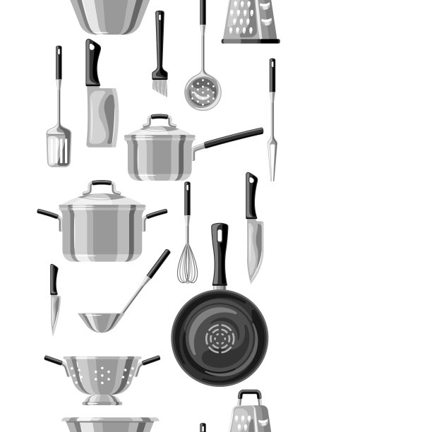 无缝图案与厨房用具图片下载