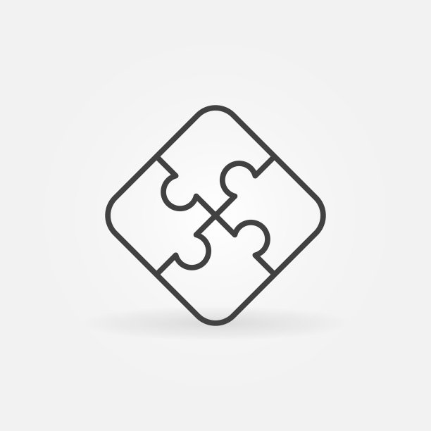 四件拼图线性概念图标图片下载