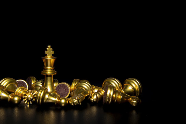 国王和骑士的象棋设置在黑暗的背景。图片下载