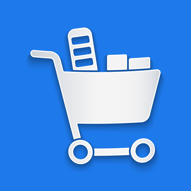 剪纸购物车和食品图标隔离上图片下载