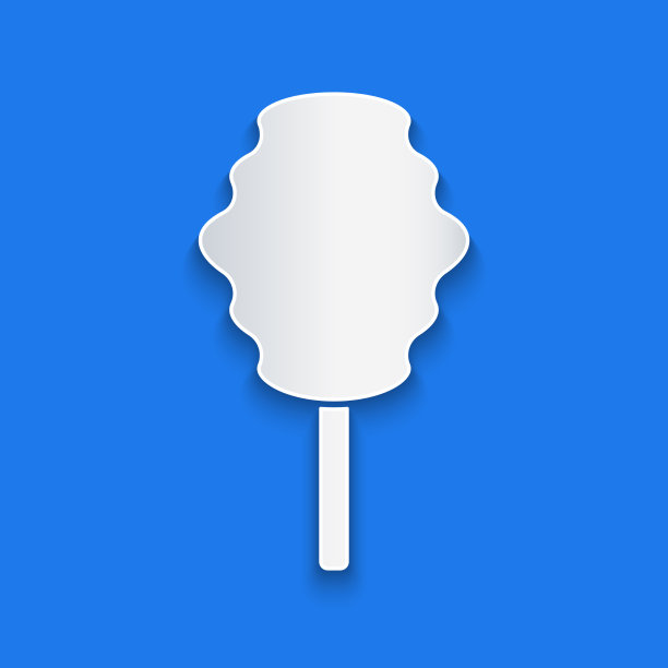 剪纸棉花糖图标孤立在蓝色图片下载