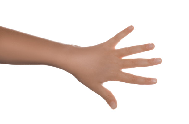 孩子的手在白色背景上，特写图片下载