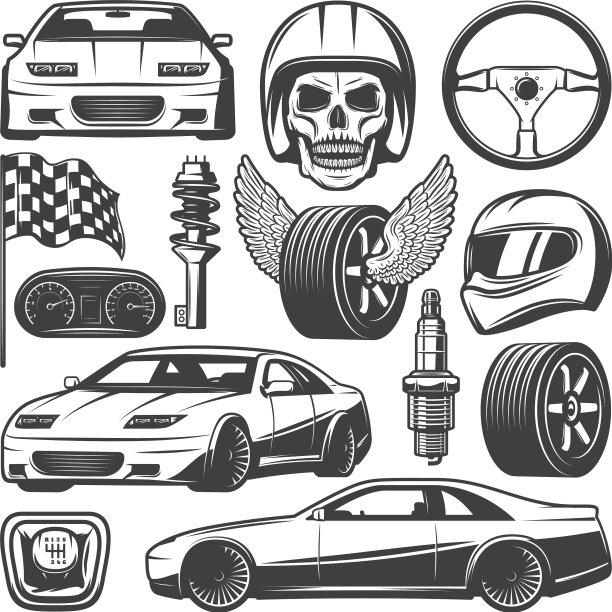 复古赛车图标集图片下载