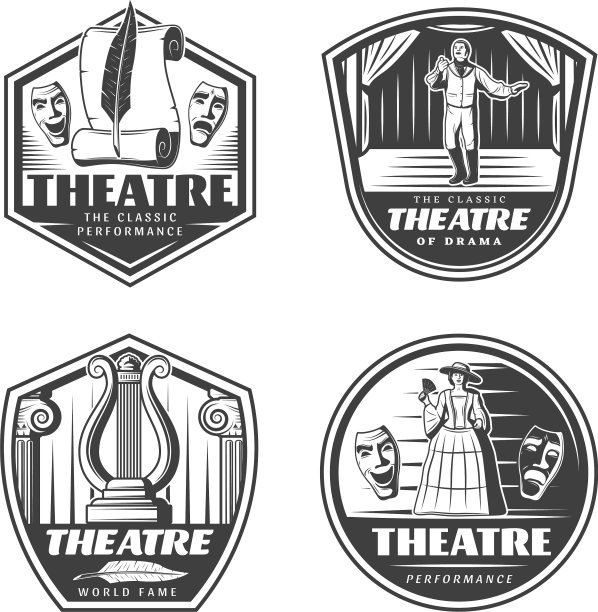 复古经典戏剧标志集图片下载
