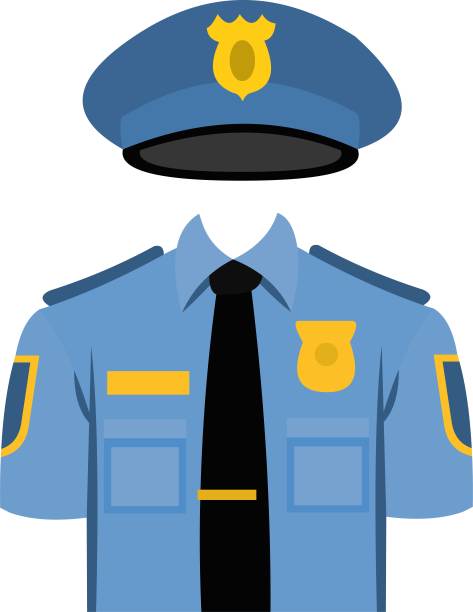 警察制服和帽子矢量插画图片下载