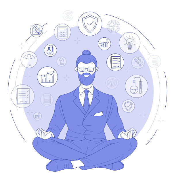 年轻的禅宗商人在办公室放松图片下载