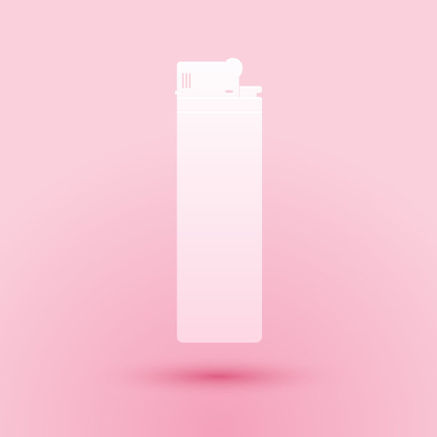 剪纸打火机图标孤立在粉红色的背景图片下载