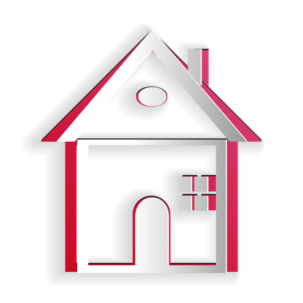 剪纸房子图标孤立在白色的背景图片下载